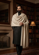 Pashmina Wool Eggshell Winter Shawl NIE2391 For Men