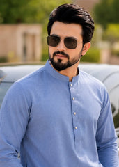 (3 Piece) - Sky Blue Suit with Matching Waistcoat