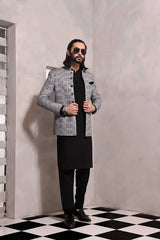 (3 Piece)- Men's Formal Prince Coat with Kurta Pyjama