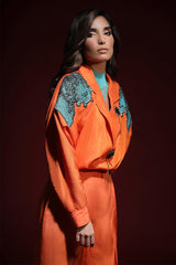 Wardha Saleem | Luxury Pret Fusion Wear | PANTHERA (ORANGE) CORD-SET (2PC)