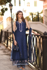 Noor by Saadia Asad | Eid Luxe Printkhaas 26 | D6 - A - Imperial Blue
