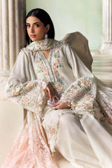 Maria B | 3 Piece Unstitched Embroidered | SR-01-02-Ivory