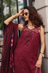 Noor by Saadia Asad | Eid Luxe Chikankari 26 | D3 -Bordeaux