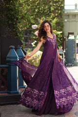 Noor by Saadia Asad | Eid Luxe Chikankari 26 | D7 - Aubergine Bloom