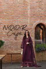 Noor by Saadia Asad | Luxury Eid Schiffli Laserkari 26 | D10 -Plum Royal