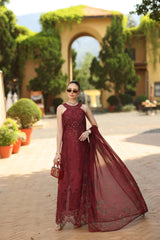 Noor by Saadia Asad | Luxury Eid Schiffli Laserkari 26 | D12 -Amalfi Rouge