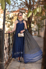 Noor by Saadia Asad | Eid Luxe Printkhaas 26 | D7 - B -Sapphire Blue