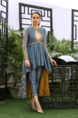 Wahaj M.Khan | Nureh Wedding Formals | Grey Asymmetric Jacket