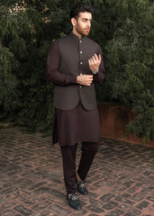 Muraqsh Mocha Brown & Burgundy - 3 Piece - 024