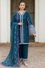 Farasha | Summer Weaves Embroidered Lawn | Blue Allure