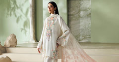 Maria B | 3 Piece Unstitched Embroidered | SR-01-02-Ivory