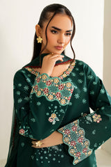 Farasha | Summer Weaves Embroidered Lawn | Willow Green