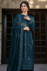 Farasha | Summer Weaves Embroidered Lawn | Teal Serenity