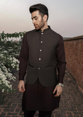 Muraqsh Mocha Brown & Burgundy - 3 Piece - 024
