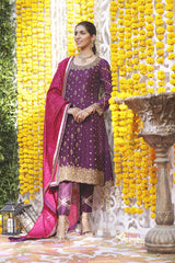Wahajmbegum | Mehrunnisa Wedding Formals | PURPLE MAGENTA A-LINE OUTFIT