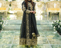 Zayan Clothing | RTW Embroidered Luxury Formal | Black & Gold Dress