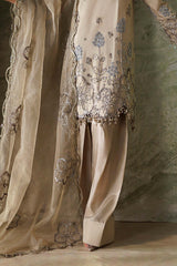 Maria B | 3 Piece Unstitched Embroidered | SR-01-01-Champagne Beige