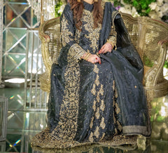 Zayan Clothing | RTW Embroidered Luxury Formal | Black & Gold Dress
