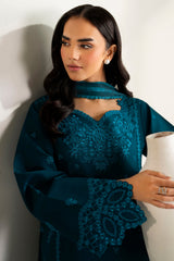 Farasha | Summer Weaves Embroidered Lawn | Teal Frost