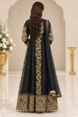 Zayan Clothing | RTW Embroidered Luxury Formal | Black & Gold Dress
