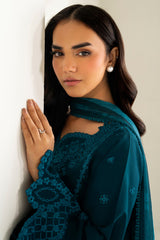 Farasha | Summer Weaves Embroidered Lawn | Teal Frost