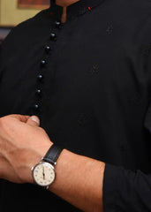 MEN'S JET BLACK CHIKEN KURTA SET - Maqsood Garments