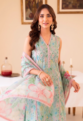 Faiza Faisal | FNF Printed Lawn | MINT DAISY