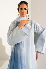 Farasha | Summer Weaves Embroidered Lawn | Pine Blue