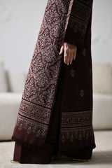 Zaib | CHOCOLATE BROWN LUXURY EMBROIDERED KARANDI 3PCS | Mira I (NEL-26634)