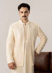 Bosky Kurta Trouser with Embroidered Open Prince Coat - 3PC