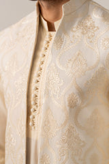 Bosky White Kurta Trouser with Open Embroidered Waistcoat - 3PC