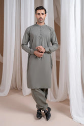 Sand Grey Luxury Blended Kurta Shalwar - Men