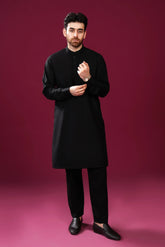 Crow Black Kurta Trouser/Shalwar - Men