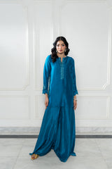 Wahaj M Khan | Lra Eid Collection 26 | Teal Red Rawsilk Set