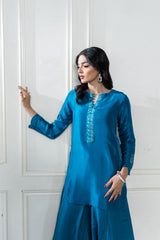 Wahaj M Khan | Lra Eid Collection 26 | Teal Red Rawsilk Set