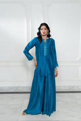 Wahaj M Khan | Lra Eid Collection 26 | Teal Red Rawsilk Set