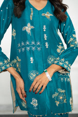 Wahaj M Khan | Lra Eid Collection 26 | Turquoise Rawsilk Lyra JS