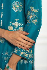 Wahaj M Khan | Lra Eid Collection 26 | Turquoise Rawsilk Lyra JS