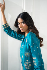 Wahaj M Khan | Lra Eid Collection 26 | Turquoise Rawsilk Lyra JS