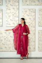 Wahaj M Khan | Lra Eid Collection 26 | Magenta Organza Cape Set