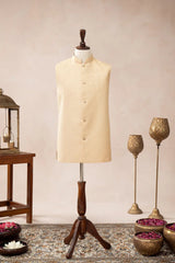Ivory Jamawar Textured Waistcoat - Men
