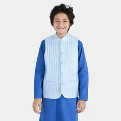 Boys Poly Viscose Waistcoat (Cloudy) - Blue | Zayan Clothing UK