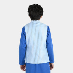 Boys Poly Viscose Waistcoat (Cloudy) - Blue | Zayan Clothing UK