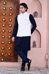 Men's White Jacquard Style Waist Coat