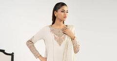 Maria B | 3 Piece Embroidered | DW-EA25-122R1-Off White