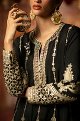 Ethnc | 2 Piece EMBROIDERED SUIT 26 | JET BLACK E1066