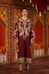 Ethnc | 1 Piece EMBROIDERED SUIT 26 | BURGUNDY E1069