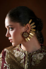 Ethnc | 2 Piece EMBROIDERED SUIT 26 | BURGUNDY E1077