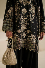 Ethnc | 2 Piece EMBROIDERED SUIT 26 | JET BLACK E1082