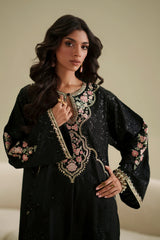 Ethnc | 3 Piece EMBROIDERED SUIT 26 | JET BLACK E1088